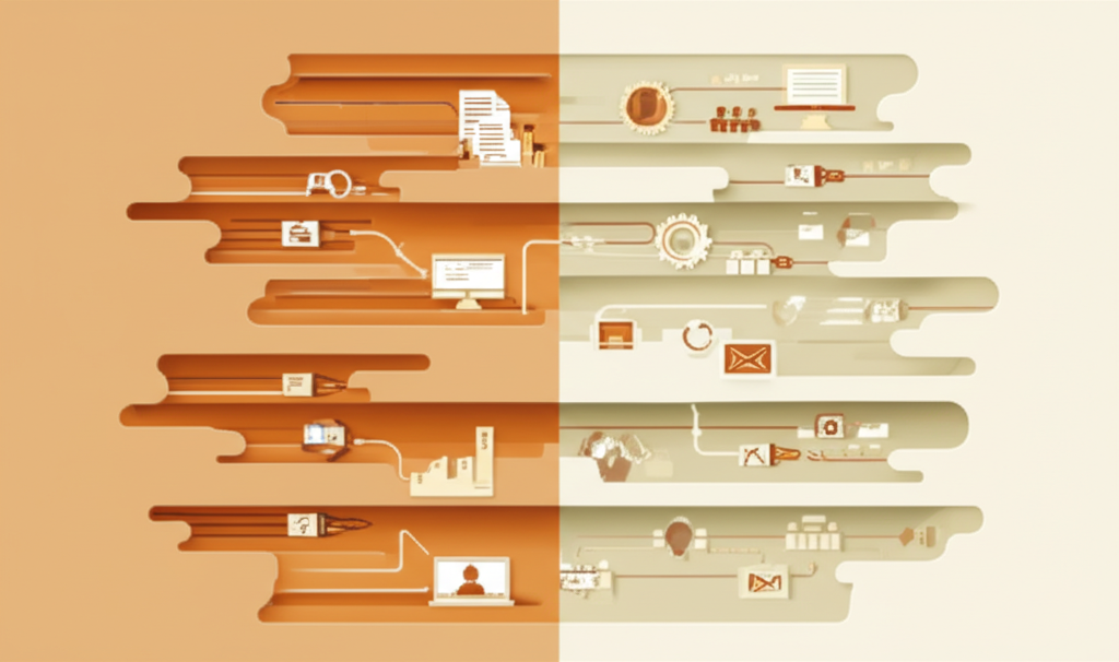 Illustration showing the transformation from traditional SaaS dashboards to streamlined AI agent workflows