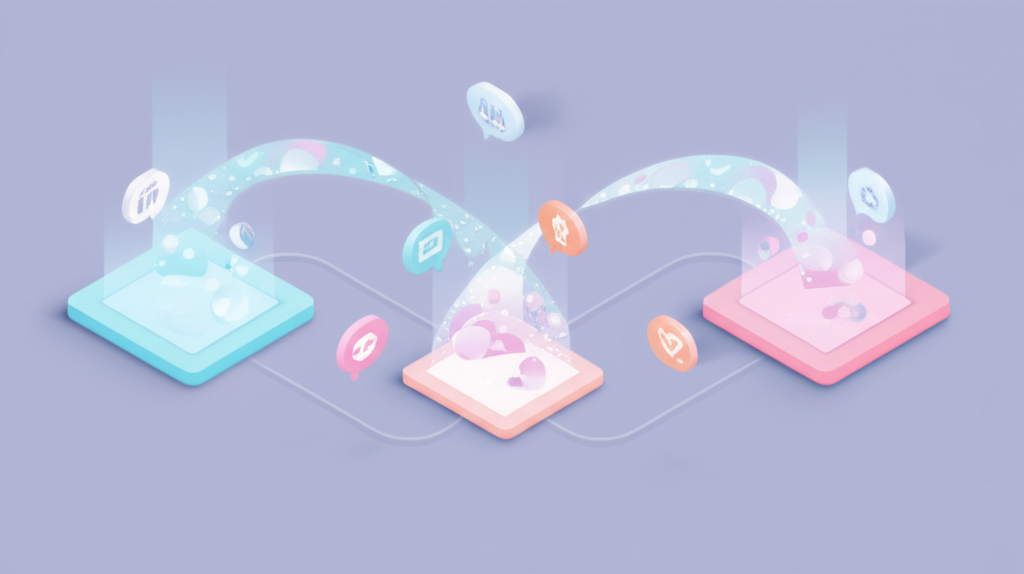 Conceptual visualization of data migration between AI platforms