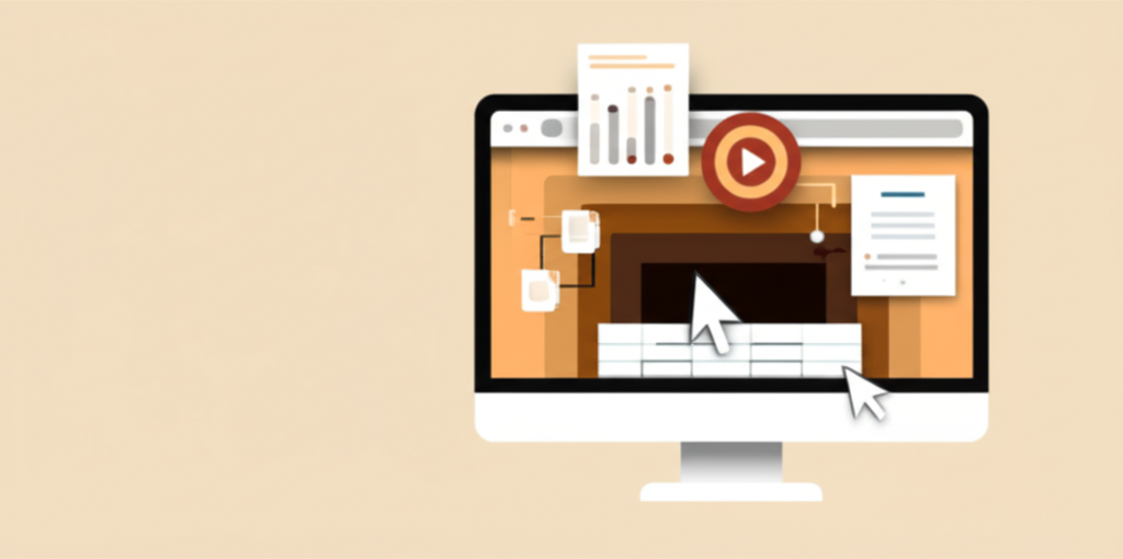 Computer automation interface showing cursor interactions and workflow execution