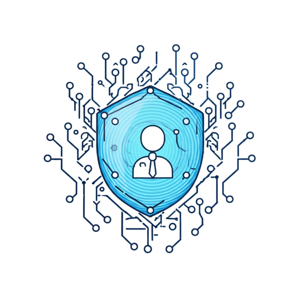 Illustration of AI safety guardrails protecting users from harmful AI interactions