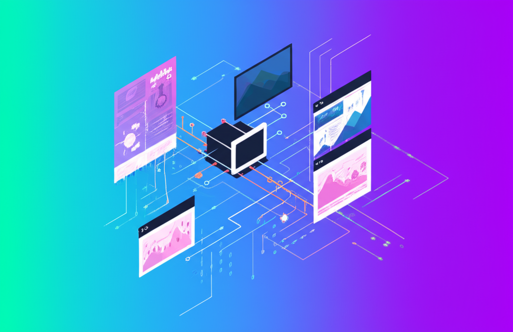 AI-generated image creation process with neural network visualization