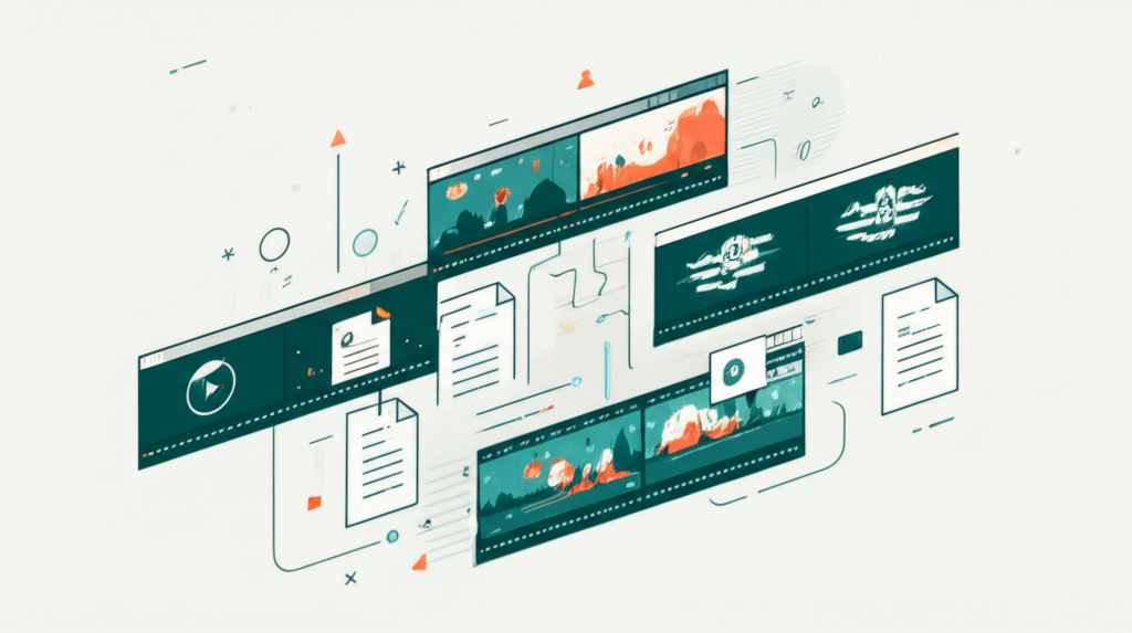 AI-powered video production showing document transformation into cinematic sequences
