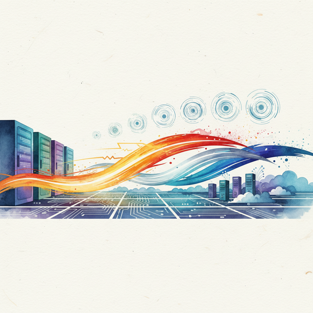 Illustration showing AI chip performance comparison and competitive technology landscape