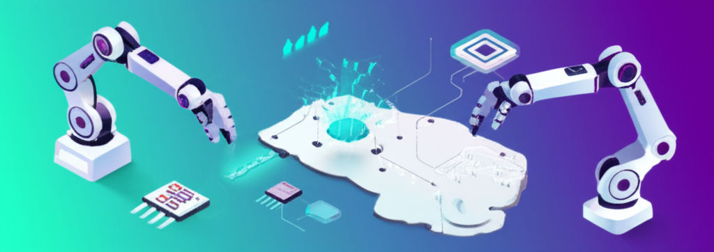 Physical AI robots interacting with manufacturing environments and real-world systems