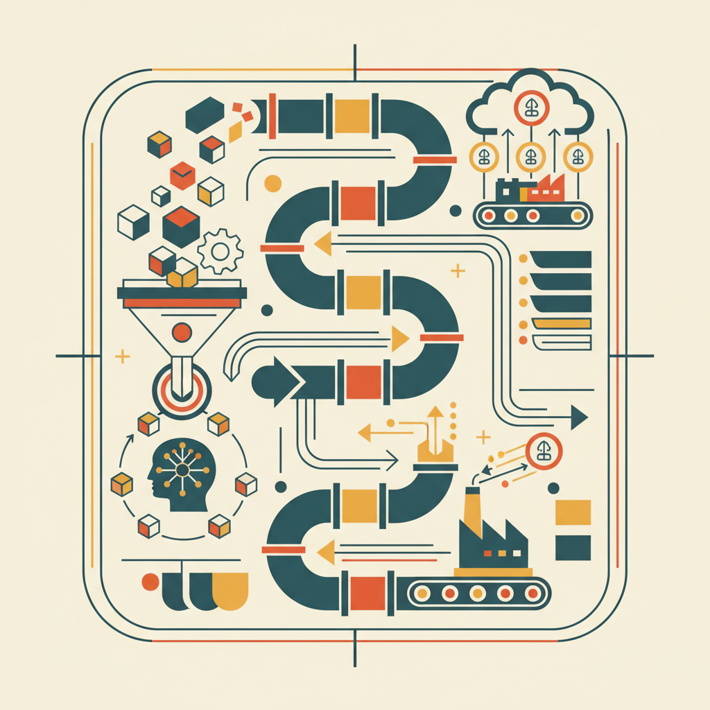 MLOps pipeline showing model training, testing, deployment, and monitoring
