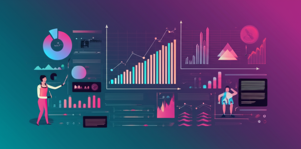 Modern data visualization comparing AI image generation performance metrics across different models