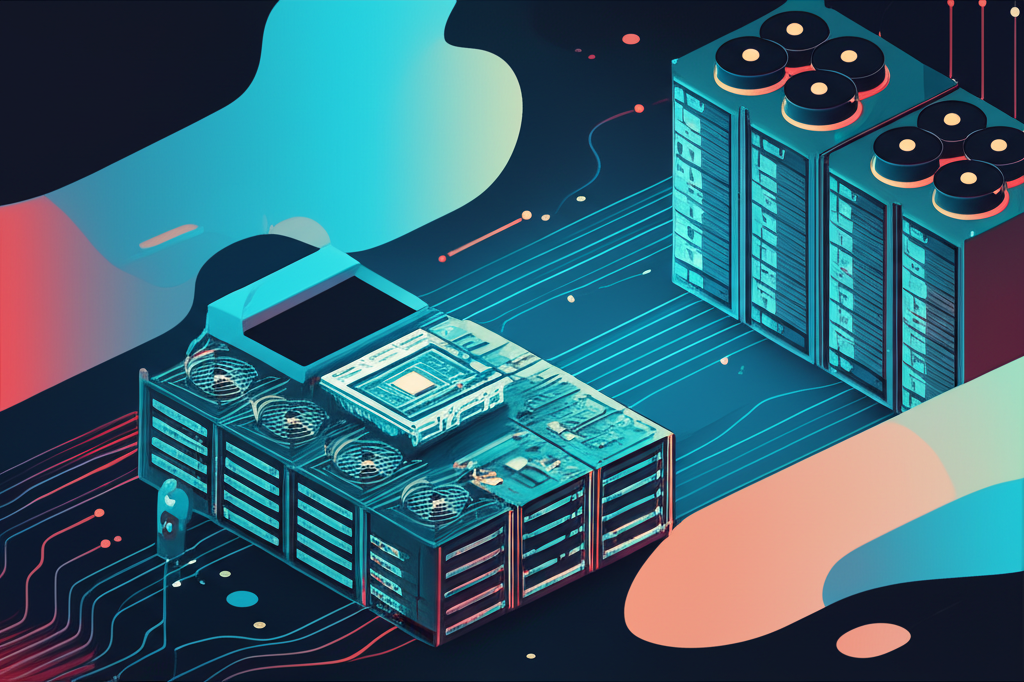 Modern AI data center infrastructure showing specialized inference hardware