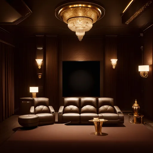 Art Deco Home Theater design - AI generated interior design visualization