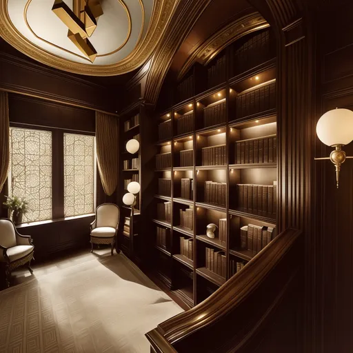 Art Deco Library design - AI generated interior design visualization