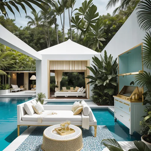 Art Deco Pool House design - AI generated interior design visualization