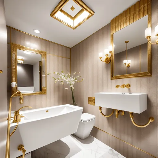 Art Deco Powder Room design - AI generated interior design visualization