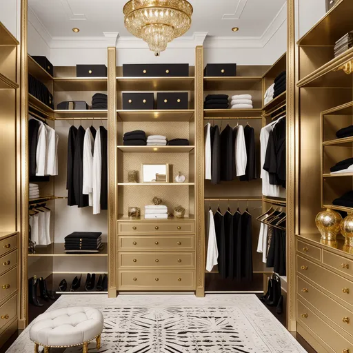 Art Deco Walk-in Closet design - AI generated interior design visualization