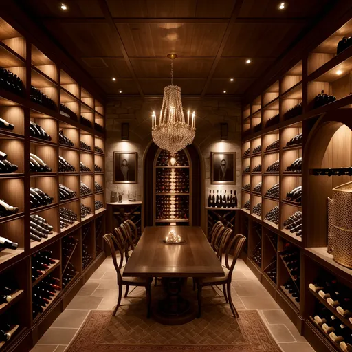 Art Deco Wine Cellar design - AI generated interior design visualization