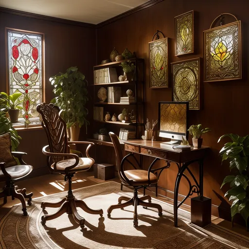 Art Nouveau Home Office design - AI generated interior design visualization