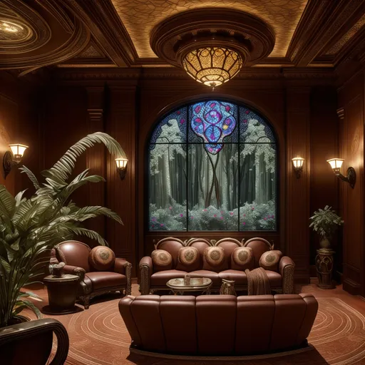 Art Nouveau Home Theater design - AI generated interior design visualization