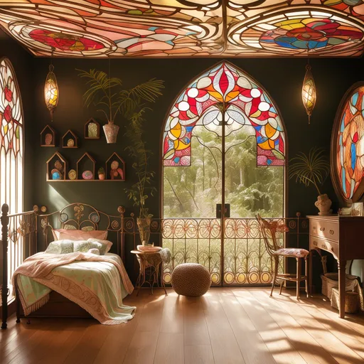 Art Nouveau Kids Room design - AI generated interior design visualization
