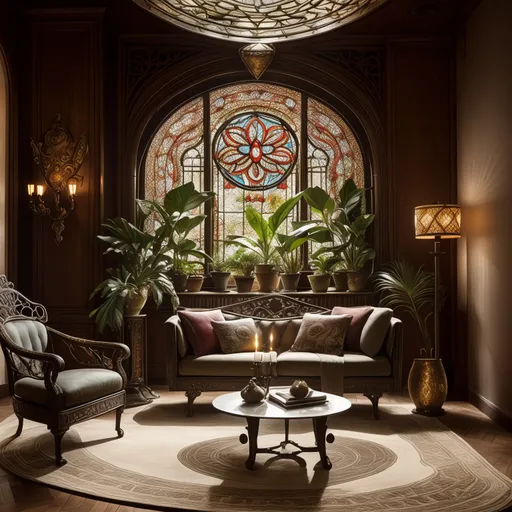Art Nouveau Living Room design - AI generated interior design visualization