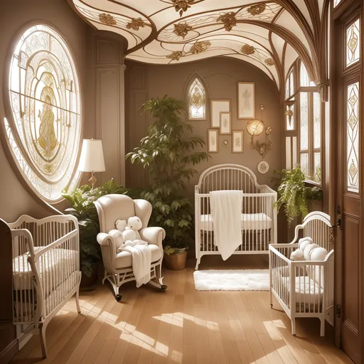 Art Nouveau Nursery design - AI generated interior design visualization