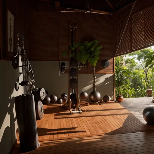 Balinese Home Gym design - AI generated interior design visualization