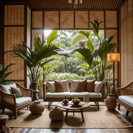 Balinese Living Room design - AI generated interior design visualization
