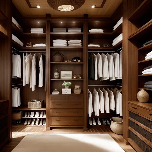 Balinese Walk-in Closet design - AI generated interior design visualization