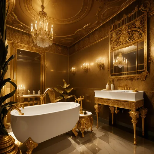 Baroque Bathroom design - AI generated interior design visualization