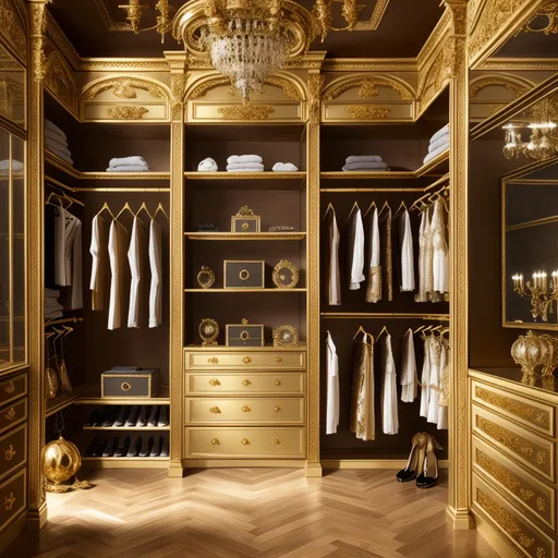 Baroque Walk-in Closet design - AI generated interior design visualization