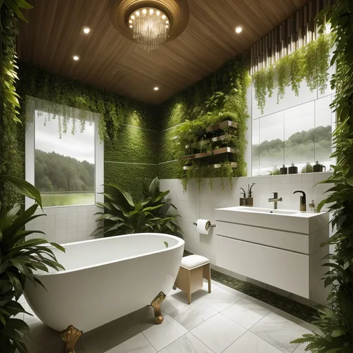 Biophilic Bathroom design - AI generated interior design visualization