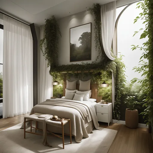 Biophilic Guest Room design - AI generated interior design visualization