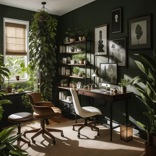 Biophilic Home Office design - AI generated interior design visualization
