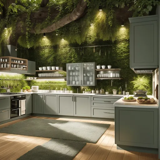 Biophilic Kitchen design - AI generated interior design visualization
