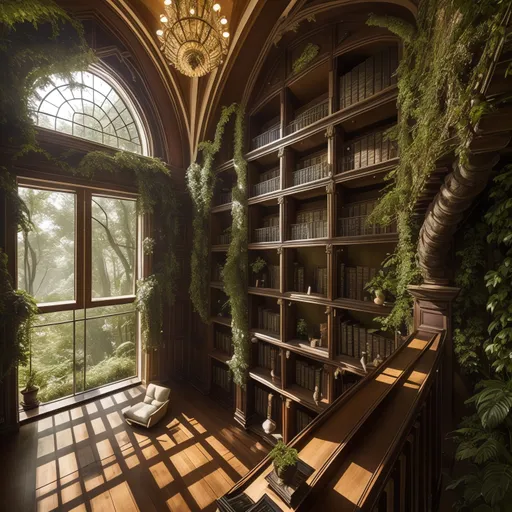 Biophilic Library design - AI generated interior design visualization
