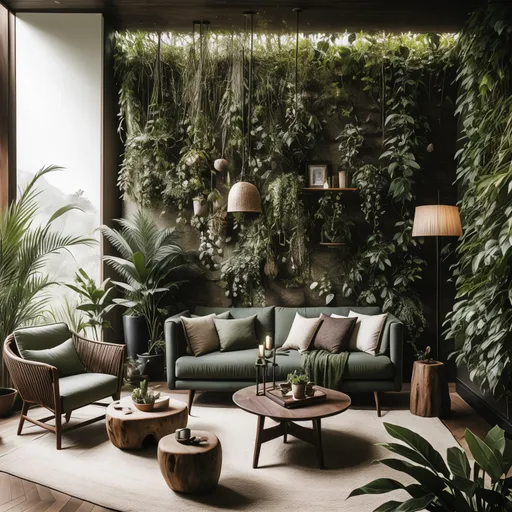 Biophilic Living Room design - AI generated interior design visualization
