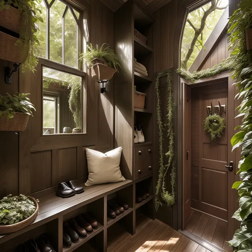 Biophilic Mudroom design - AI generated interior design visualization