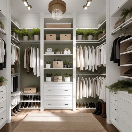 Biophilic Walk-in Closet design - AI generated interior design visualization