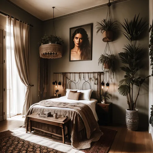 Bohemian Guest Room design - AI generated interior design visualization