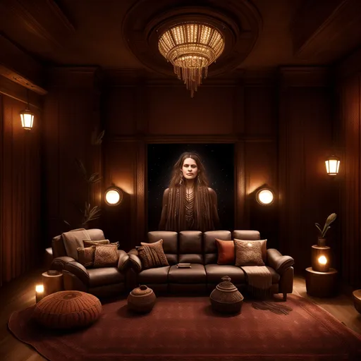 Bohemian Home Theater design - AI generated interior design visualization