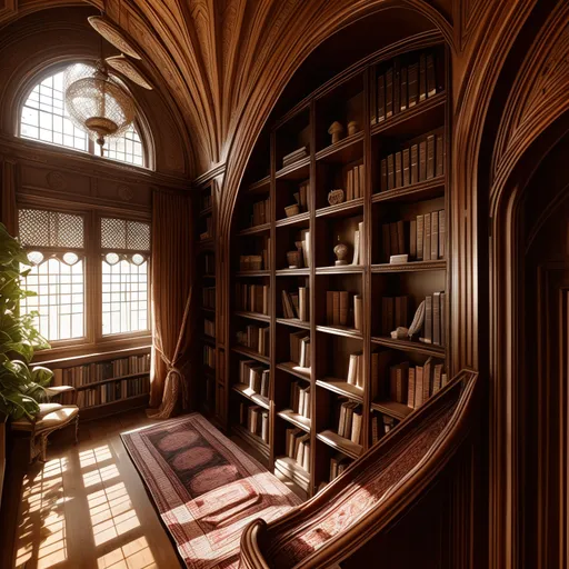 Bohemian Library design - AI generated interior design visualization
