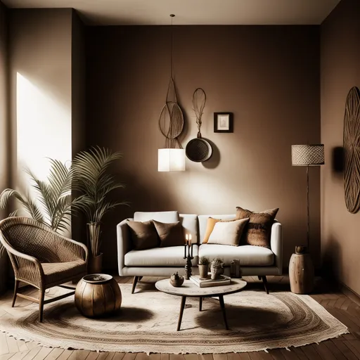 Bohemian Living Room design - AI generated interior design visualization