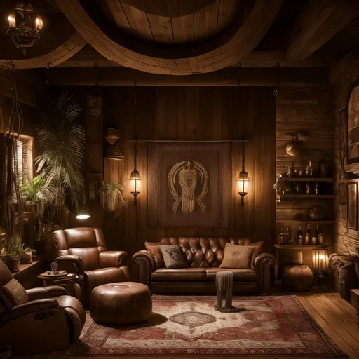 Bohemian Man Cave design - AI generated interior design visualization