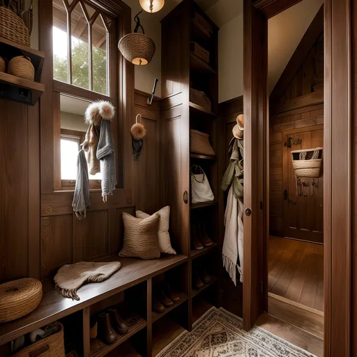 Bohemian Mudroom design - AI generated interior design visualization