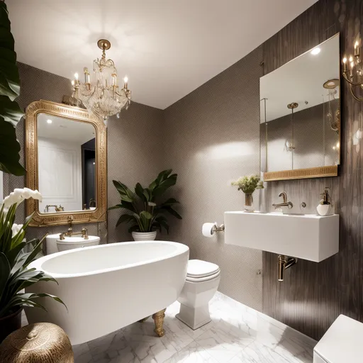 Bohemian Powder Room design - AI generated interior design visualization