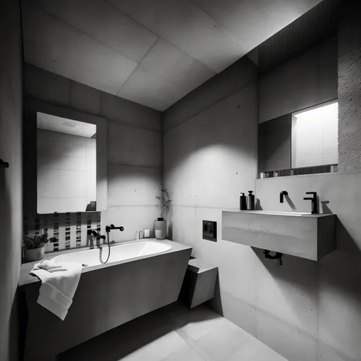Brutalist Bathroom design - AI generated interior design visualization