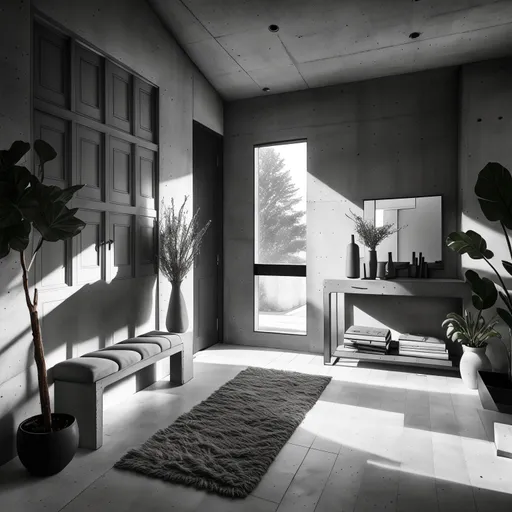 Brutalist Entryway design - AI generated interior design visualization