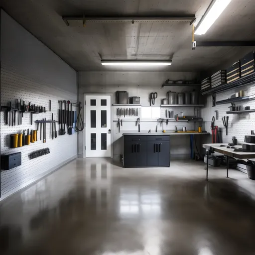 Brutalist Garage design - AI generated interior design visualization