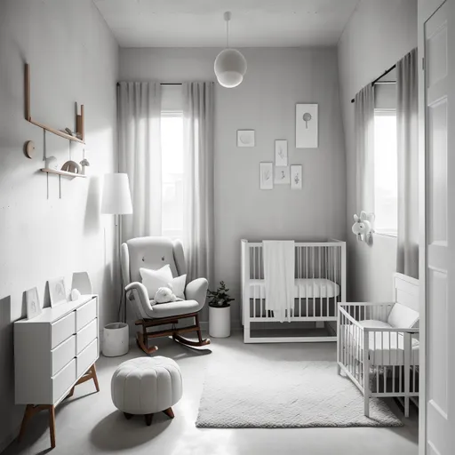 Brutalist Nursery design - AI generated interior design visualization