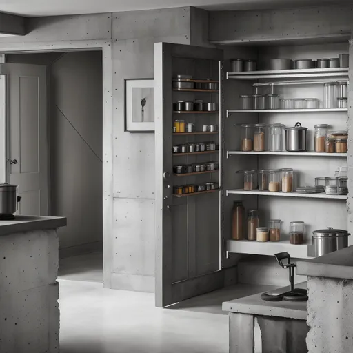 Brutalist Pantry design - AI generated interior design visualization