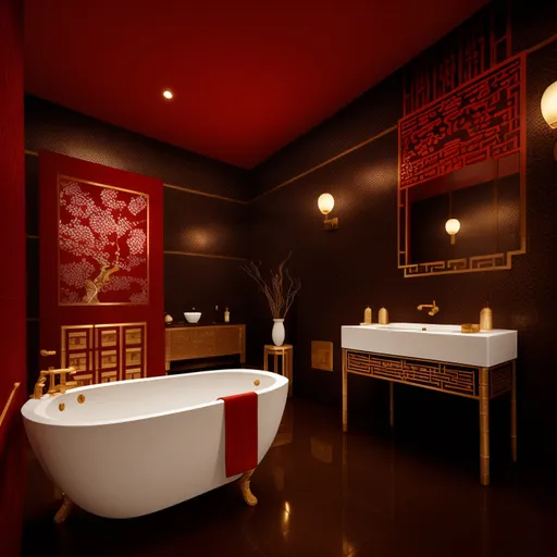 Chinese Bathroom design - AI generated interior design visualization