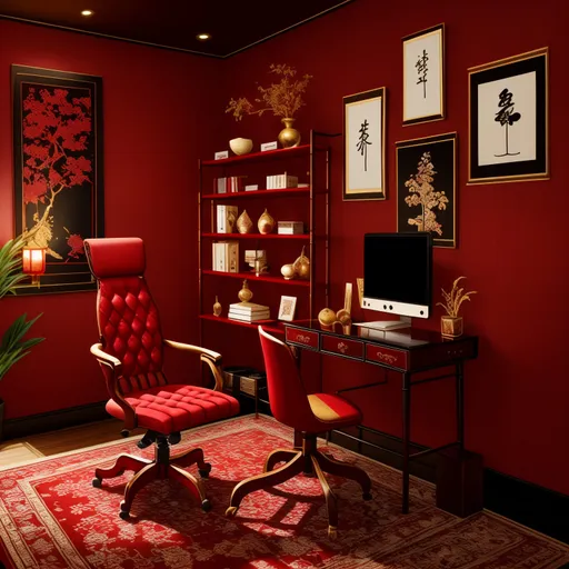Chinese Home Office design - AI generated interior design visualization