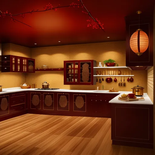 Chinese Kitchen design - AI generated interior design visualization